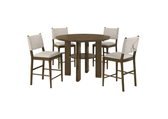 193668-S5 Ottowa 5-piece Round Counter Height Dining Room Set Brown