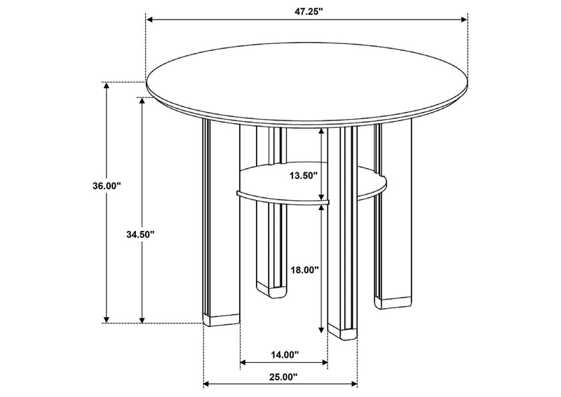 193668-S5 Ottowa 5-piece Round Counter Height Dining Room Set Brown