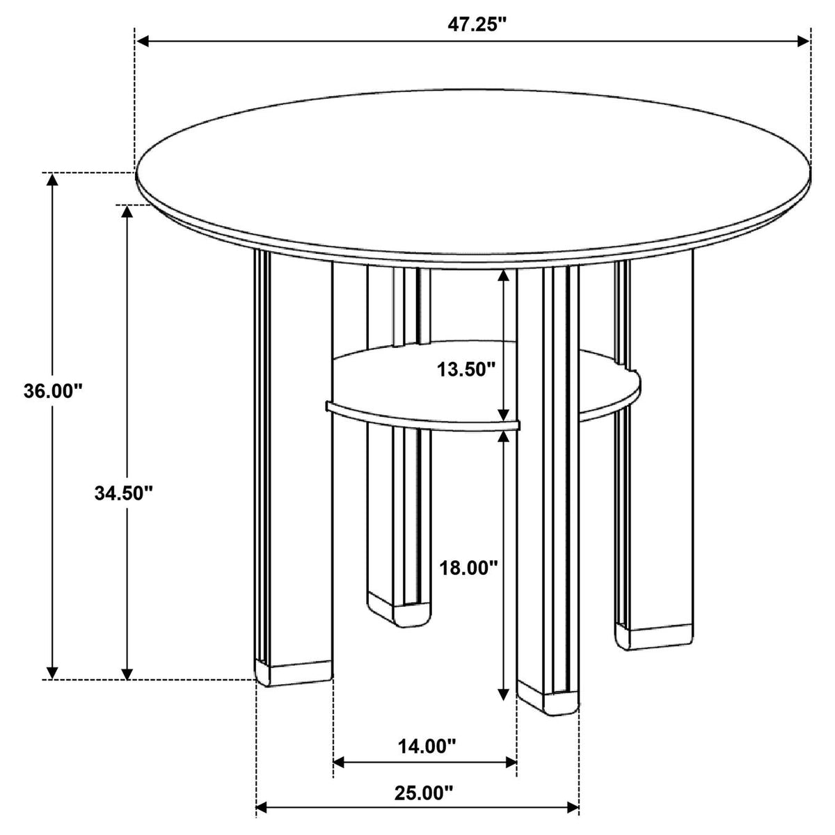 193668 Ottowa 47-inch Round Counter Height Dining Table Brown