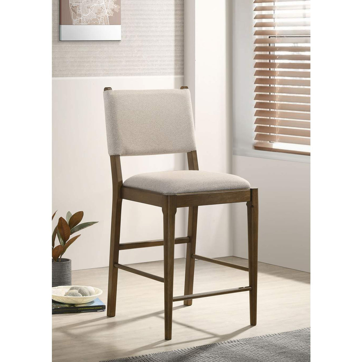 193669 Ottowa Upholstered Counter Side Chair Brown (Set of 2)