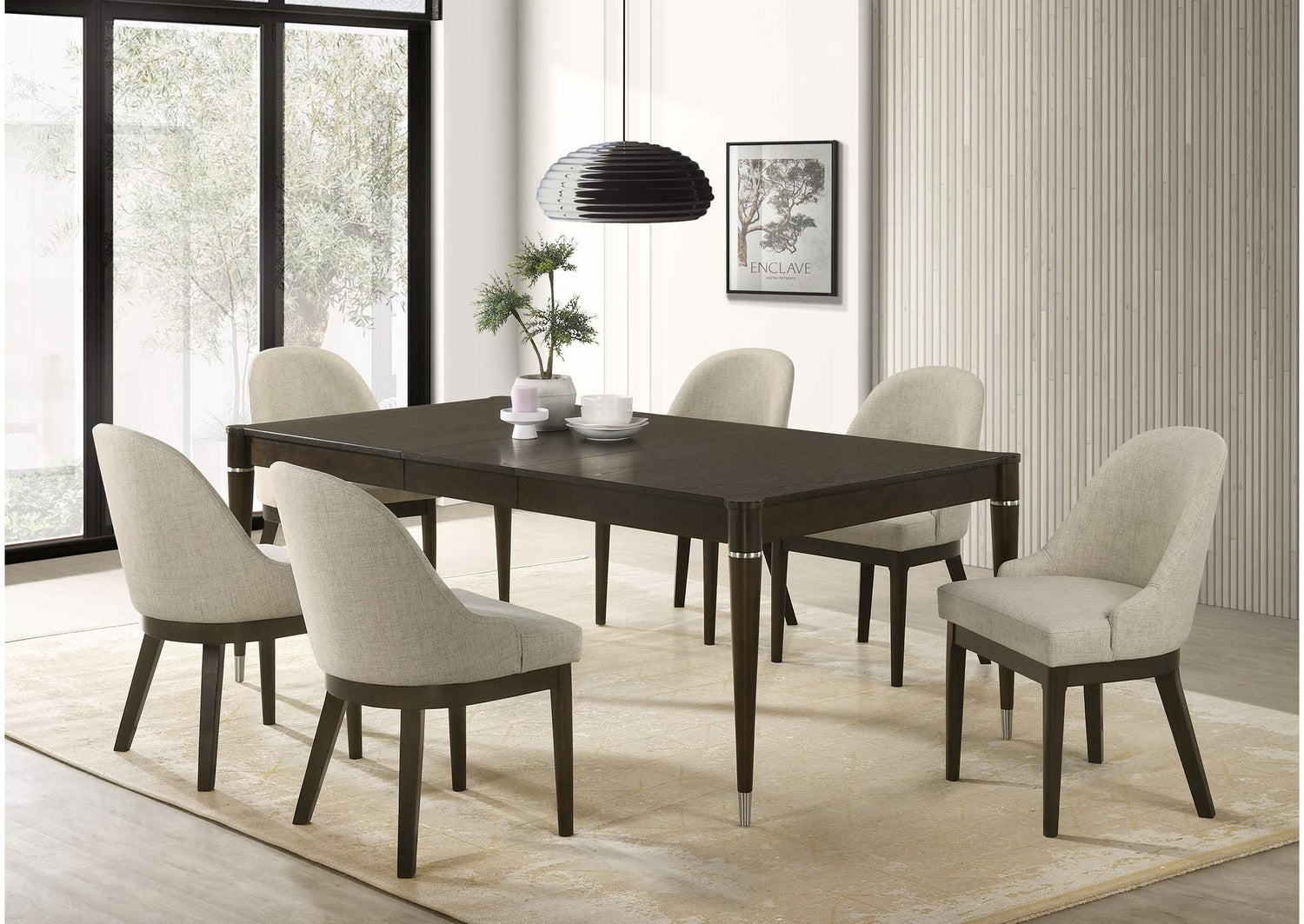 193671-S7 Reseda 7-piece Rectangular Dining Set Ash Brown