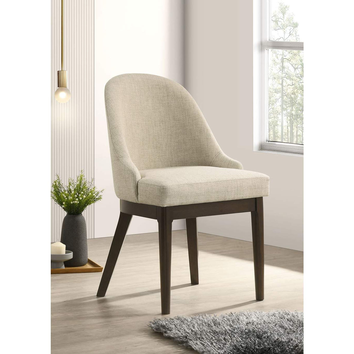193672 Reseda Upholstered Dining Side Chair Beige (Set of 2)