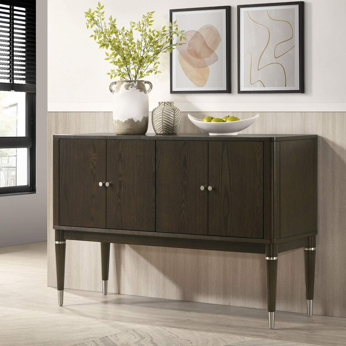 193675 Reseda 4-door Dining Sideboard Server with Shelves Ash Brown