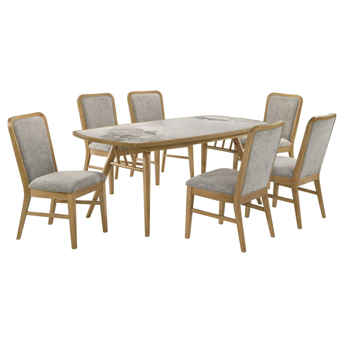 193731-S7 Croyden 7-piece Rectangular Dining Set Weathered Natural
