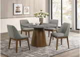 193820-S5 Franklin 5-piece 50-inch Round Dining Table Set Grey and Dark Oak