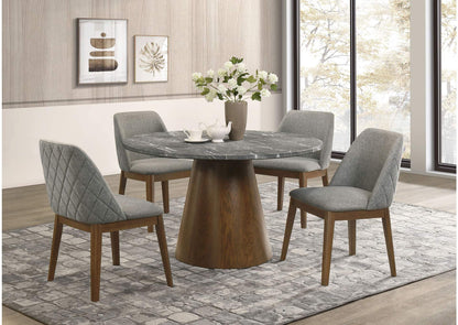 193820-S5 Franklin 5-piece 50-inch Round Dining Table Set Grey and Dark Oak