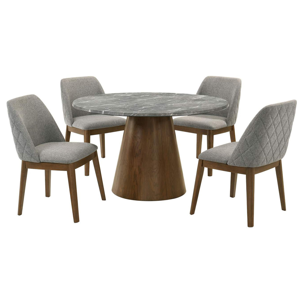 193820-S5 Franklin 5-piece 50-inch Round Dining Table Set Grey and Dark Oak