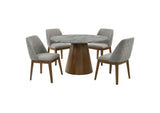 193820-S5 Franklin 5-piece 50-inch Round Dining Table Set Grey and Dark Oak