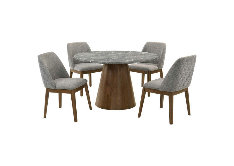 193820-S5 Franklin 5-piece 50-inch Round Dining Table Set Grey and Dark Oak