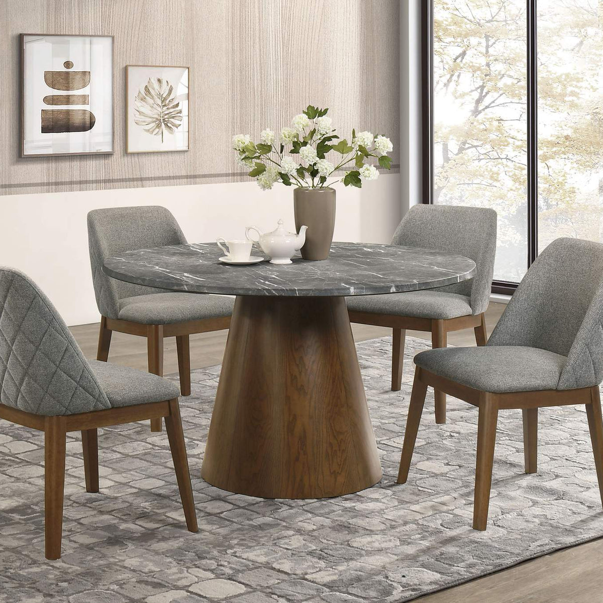 193820 Franklin 50-inch Round Dining Table Grey and Dark Oak