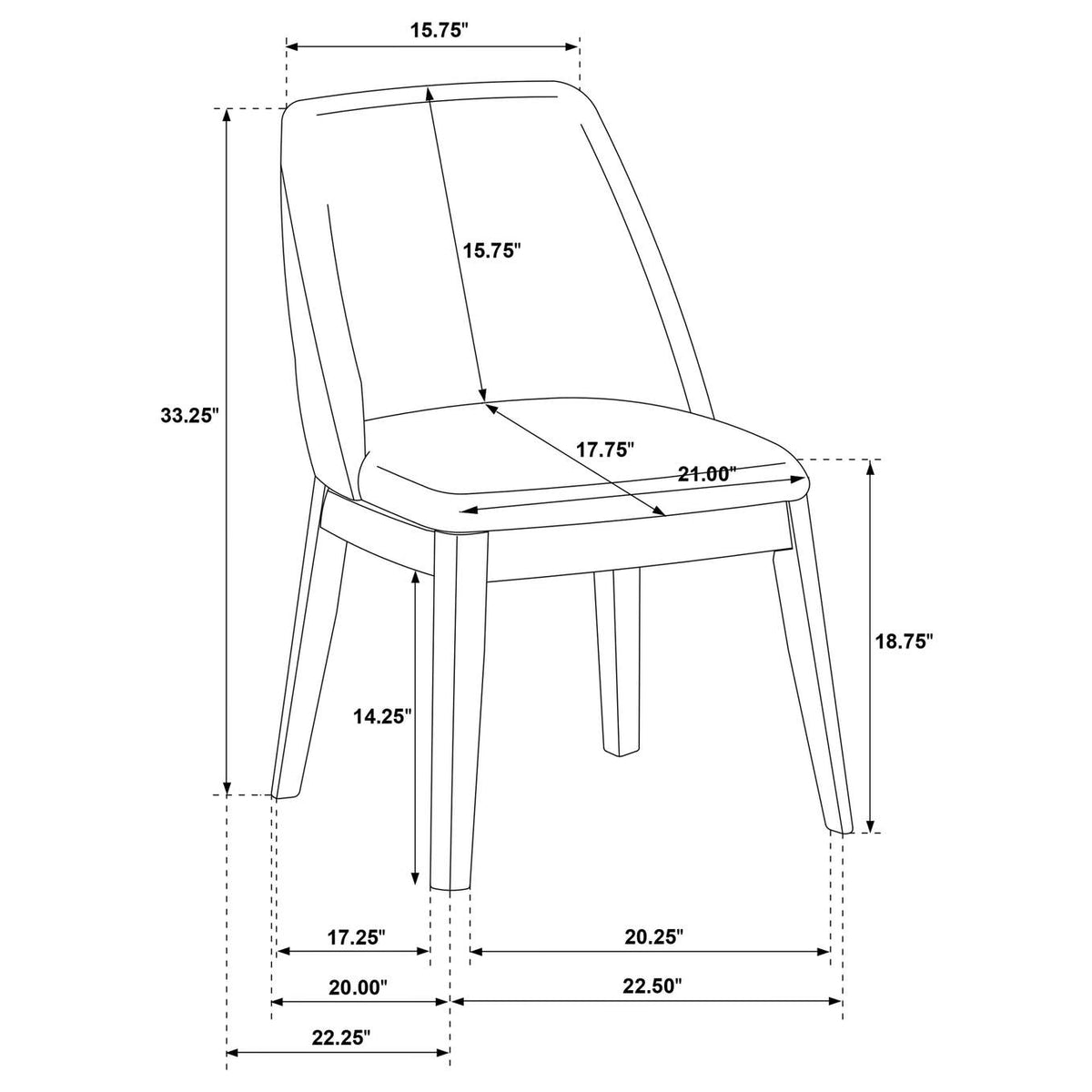 193822 Franklin Upholstered Dining Side Chair Grey (Set of 2)