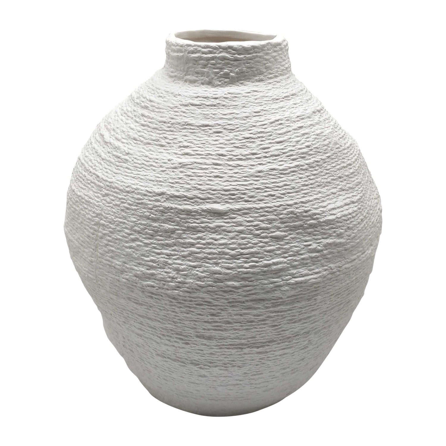 12" Woven Textured Vase - White