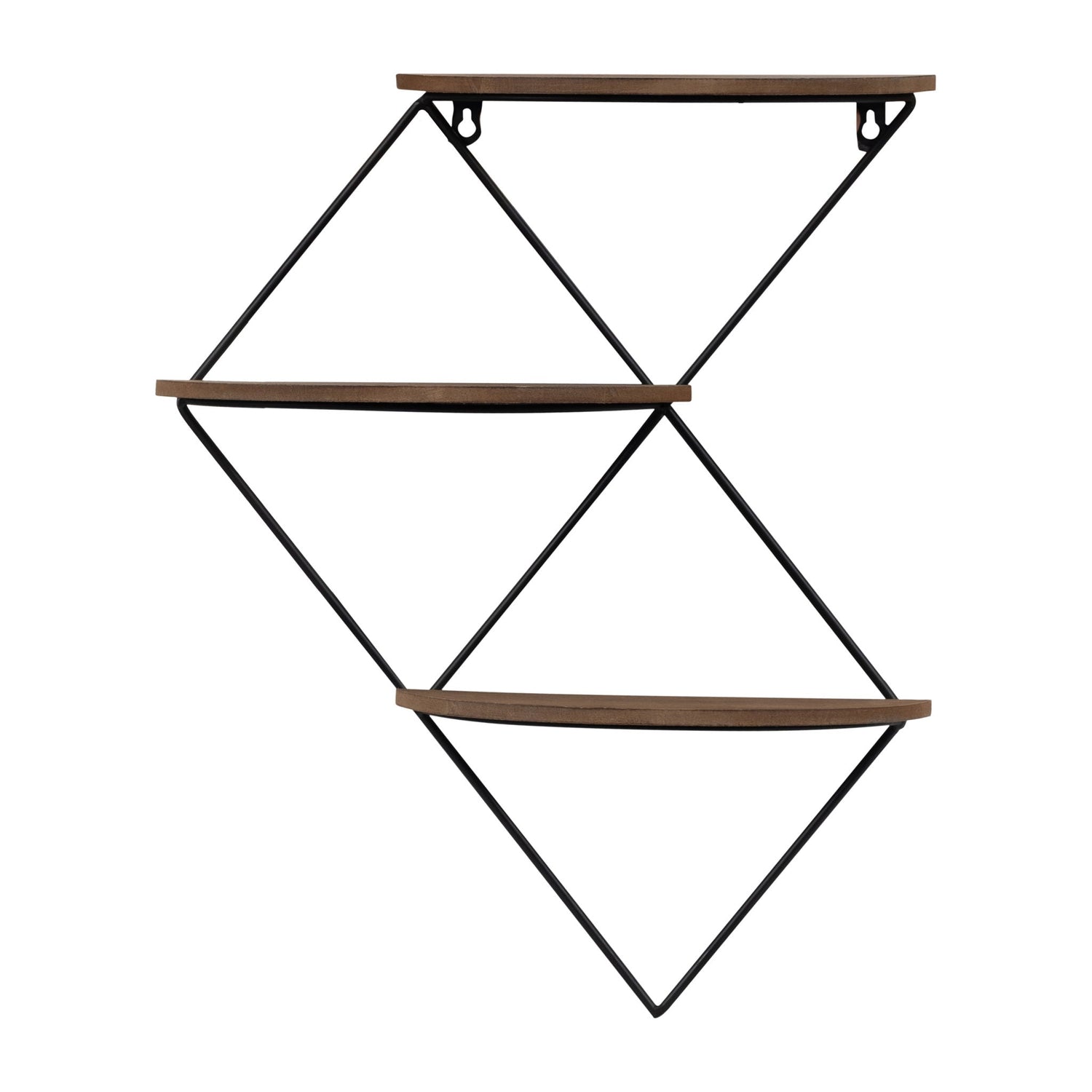 Metal / Wood 3-Tier Diamond Wall Shelf 21" - Brown