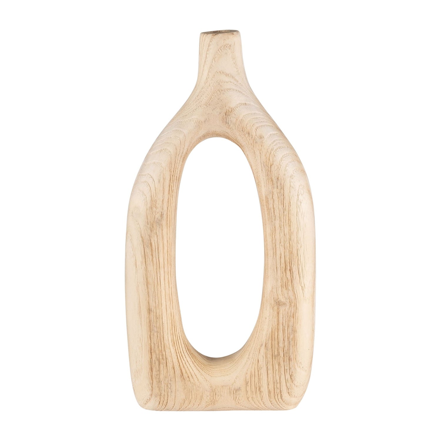 Wood Cut-out Vase 14" - Natural