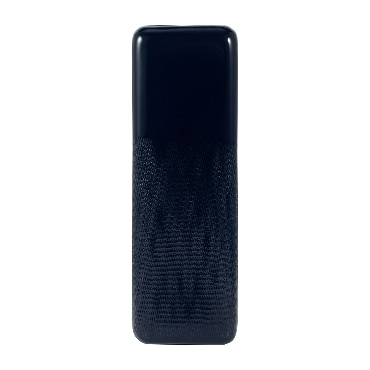 Ceramic 18" Squared Grooved Vase - Navy Blue