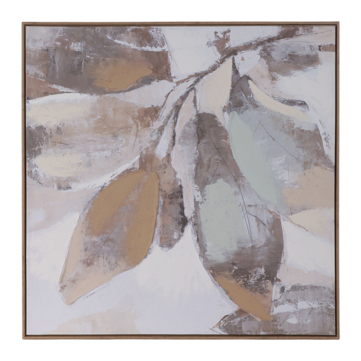 40" x 40" Handpainted Fall Leaves - Brown