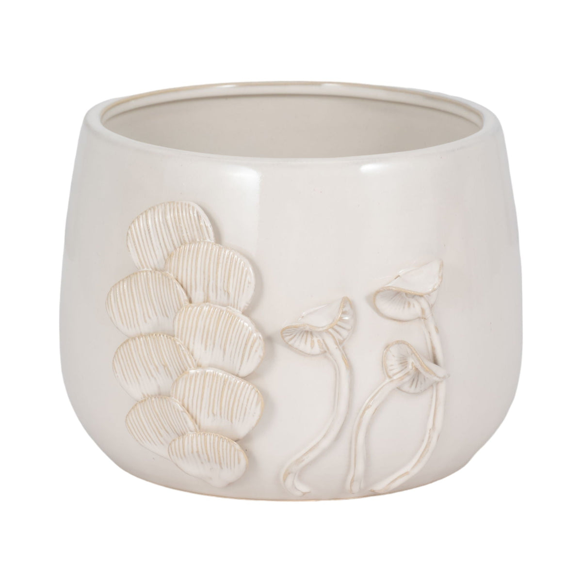 Mushroom Applique Planter 9" - Ivory