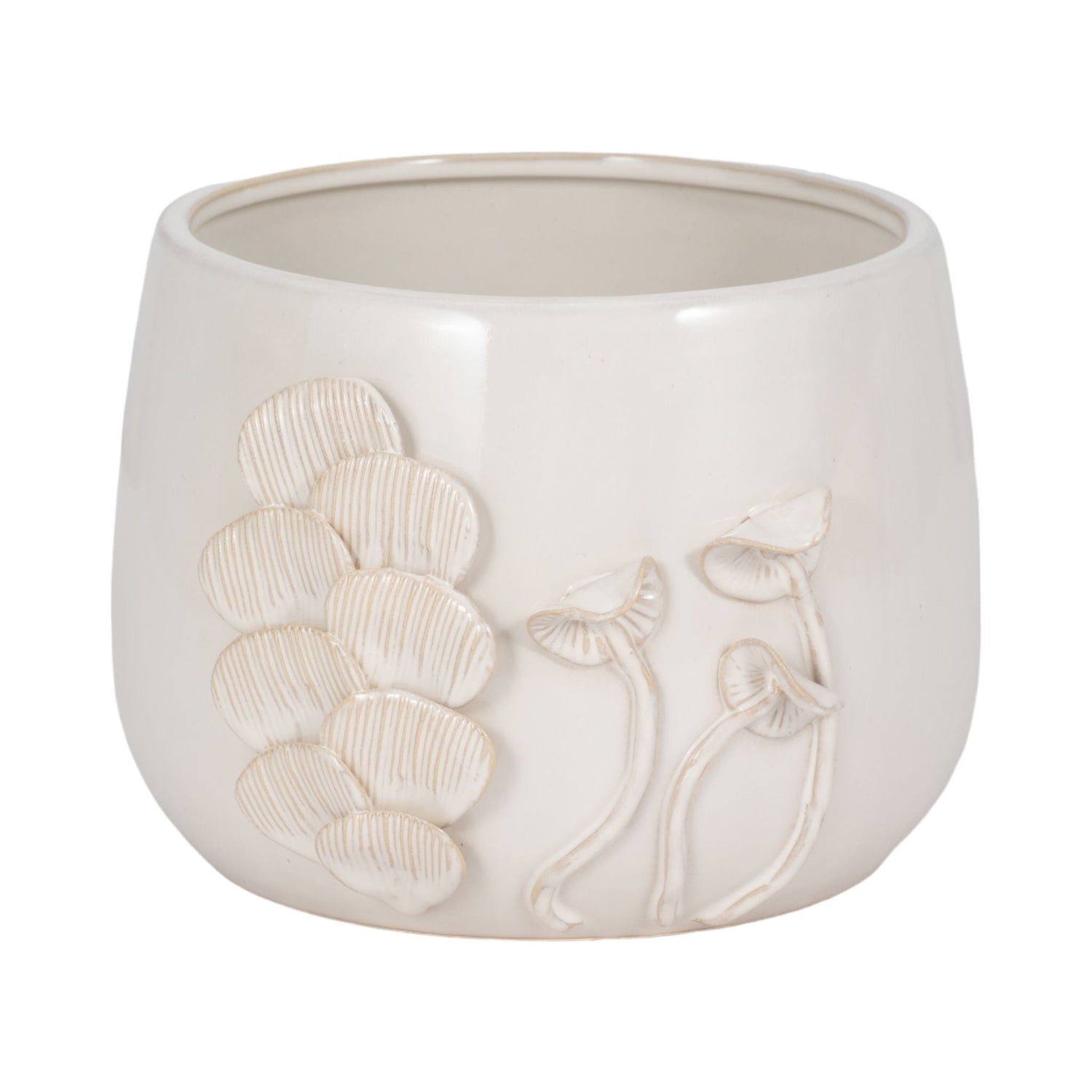 Mushroom Applique Planter 9" - Ivory