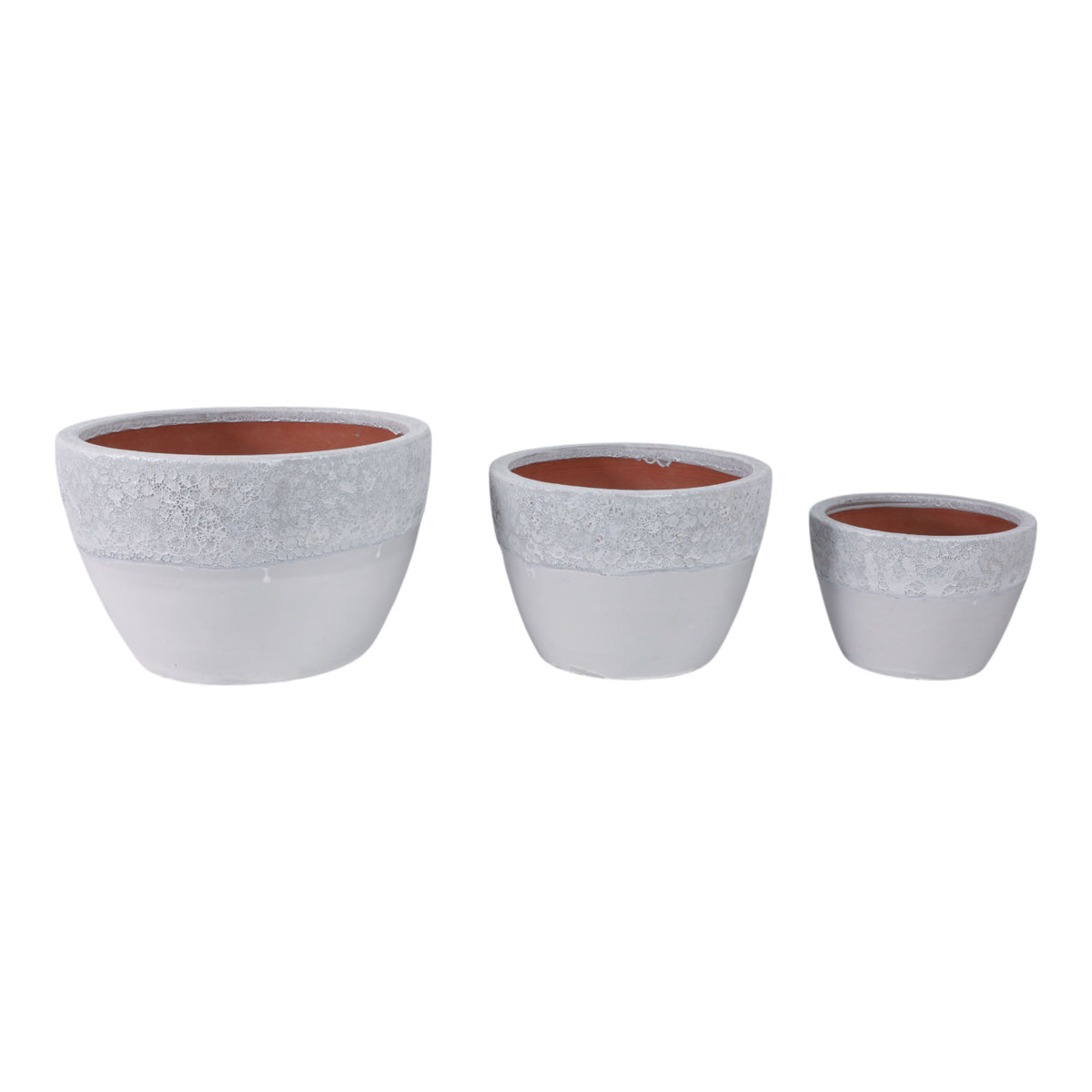 8" / 11" / 15" Lava And Glazed Ombre Planters (Set of 3) - Ivory