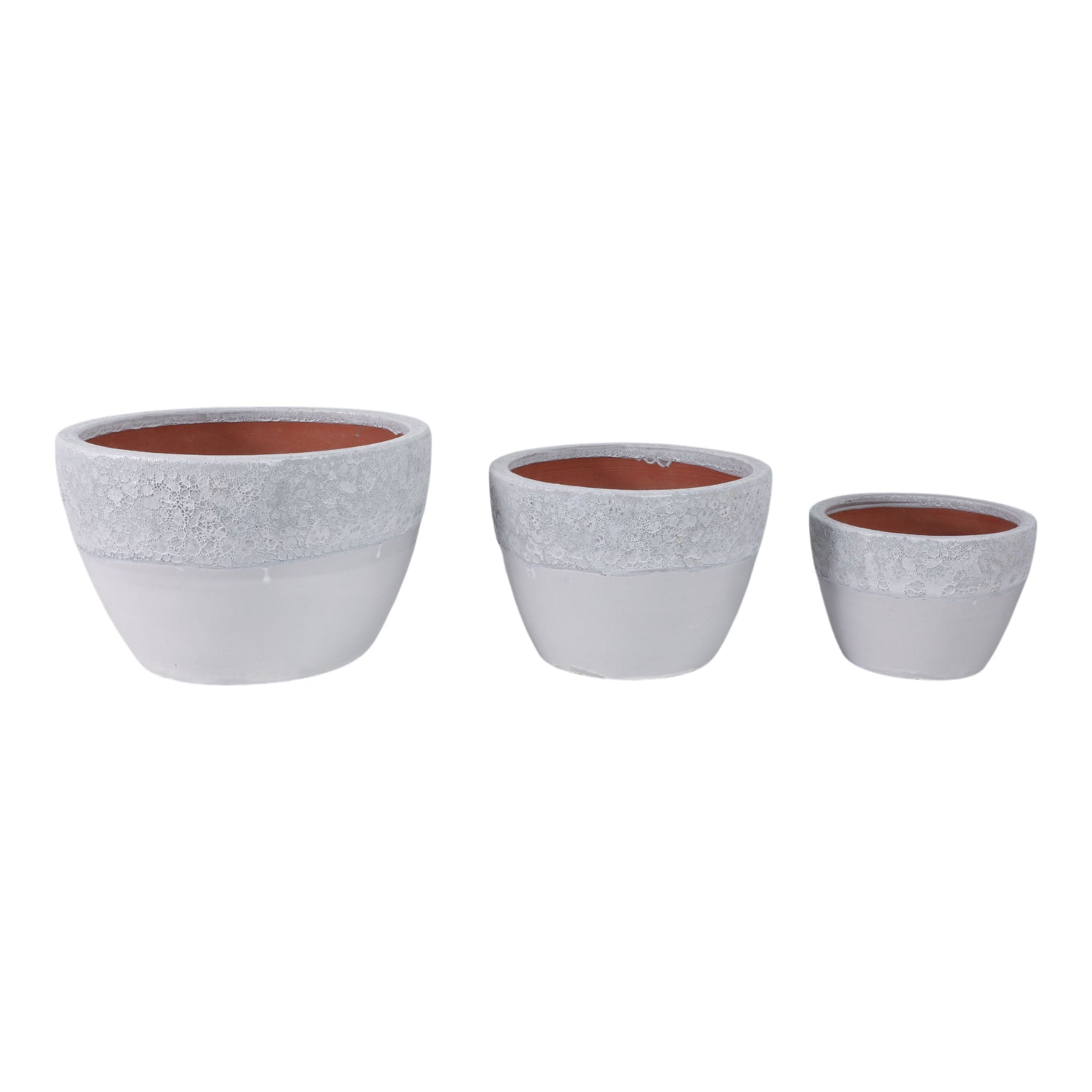 8" / 11" / 15" Lava And Glazed Ombre Planters (Set of 3) - Ivory