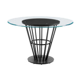 Veronica Shannon -Round Glass Dining Table Set - Matte Black Legs