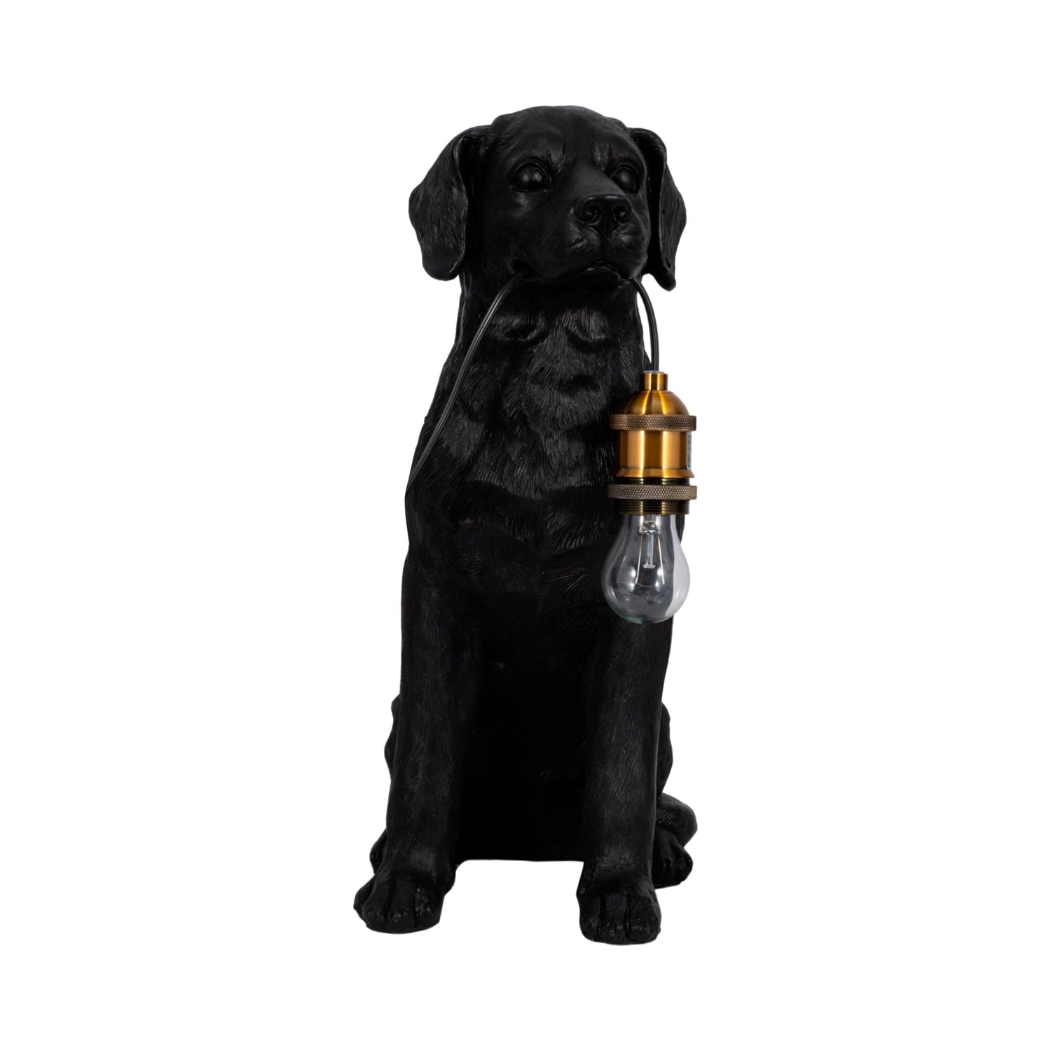 Dog Holding Lightbulb Table Lamp 18" - Black / Gold