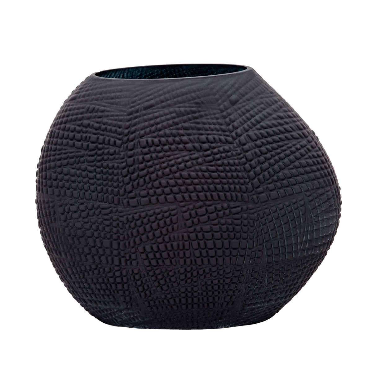 Glass Textured Vase 10" - Black