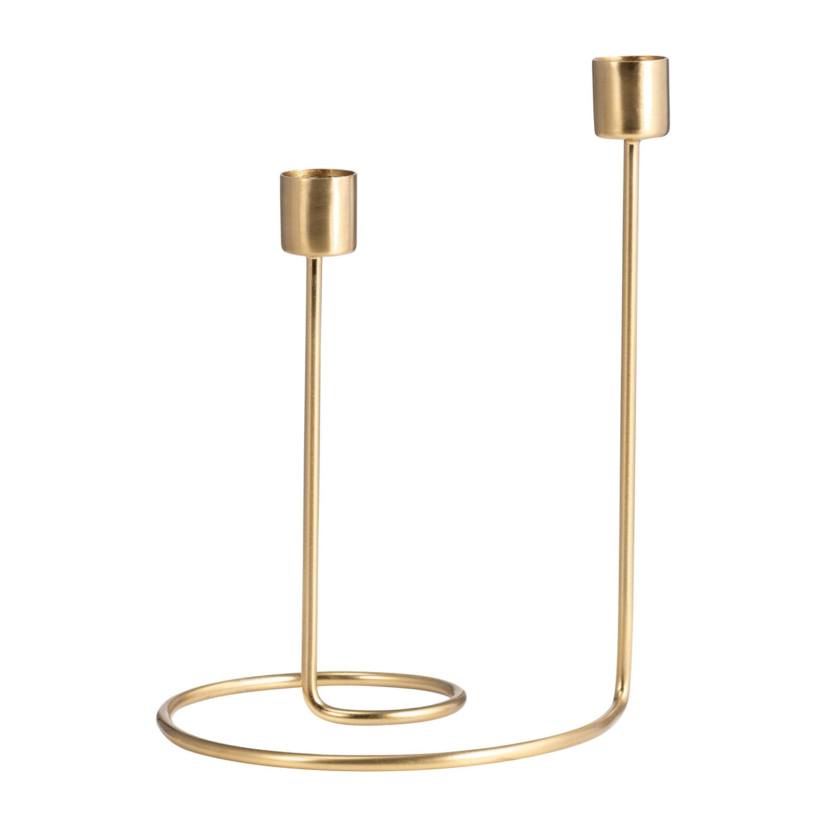 Metal 8" Swirly 2-Taper Candleholder - Gold