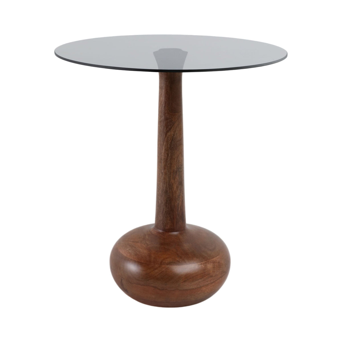 21" x 18" Smoke Glass Top Teardrop Accent Table - Brown