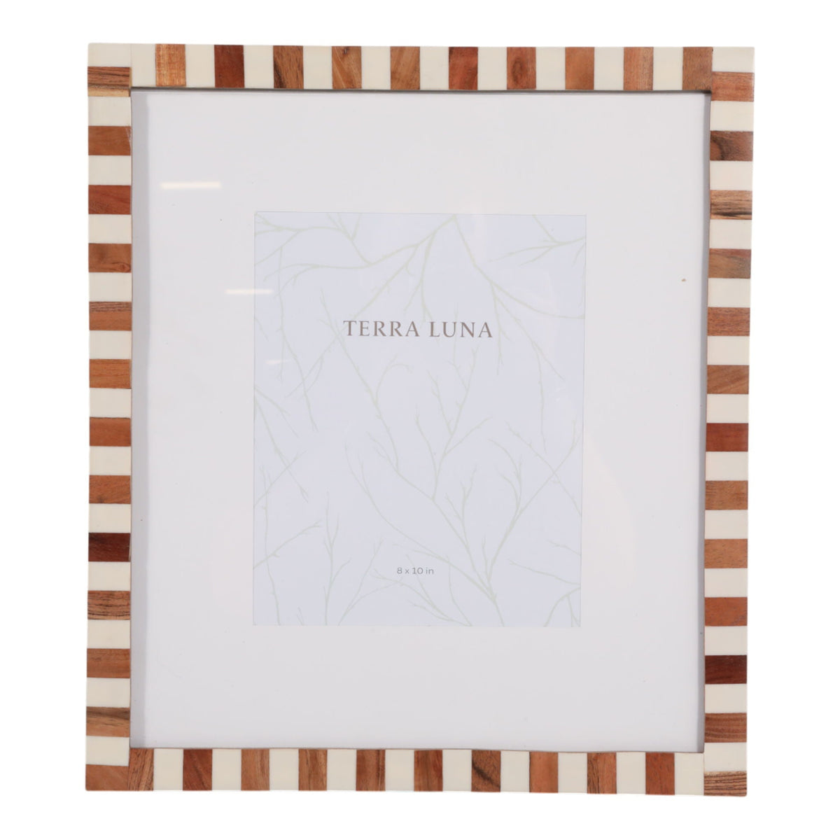8" x 10" Matted Photo Frame Wood Inlay - Natural / Ivory