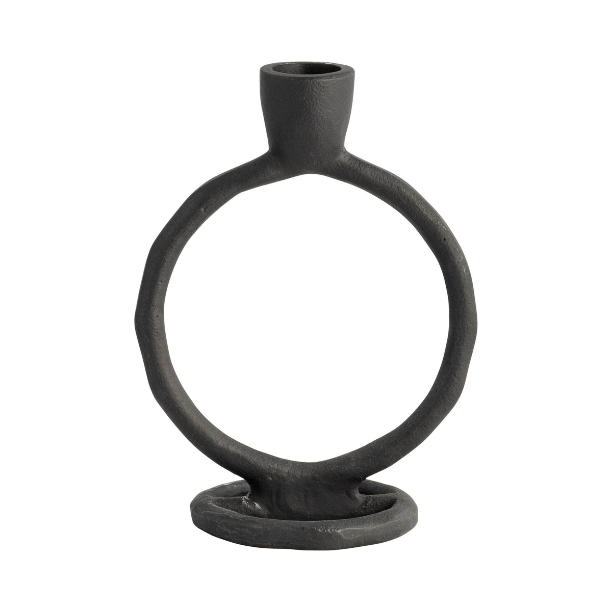 6" Round Ring Taper Candleholder - Black