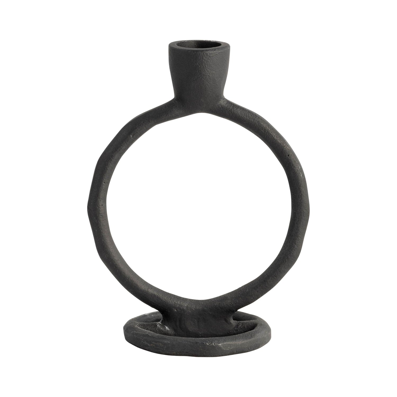 6" Round Ring Taper Candleholder - Black