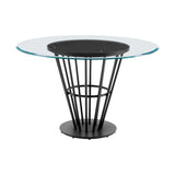 Veronica Shannon -Round Glass Dining Table Set - Matte Black Legs