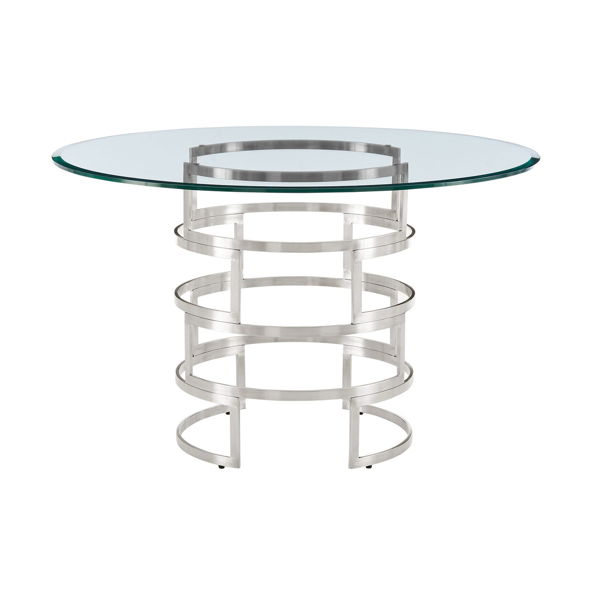 Diaz - Contemporary Round Dining Table - Silver