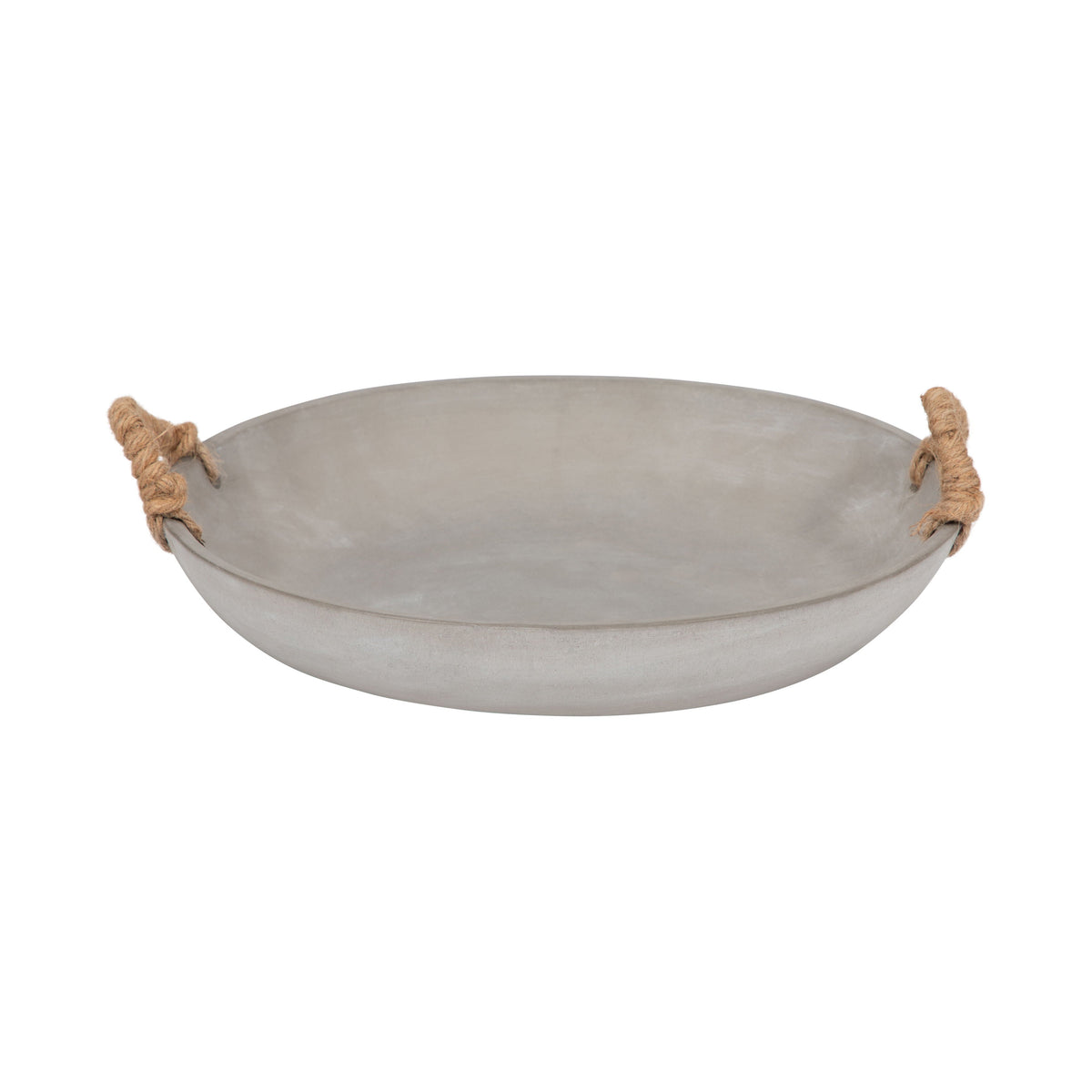 Cement Bowl With Woven Handles - Gray