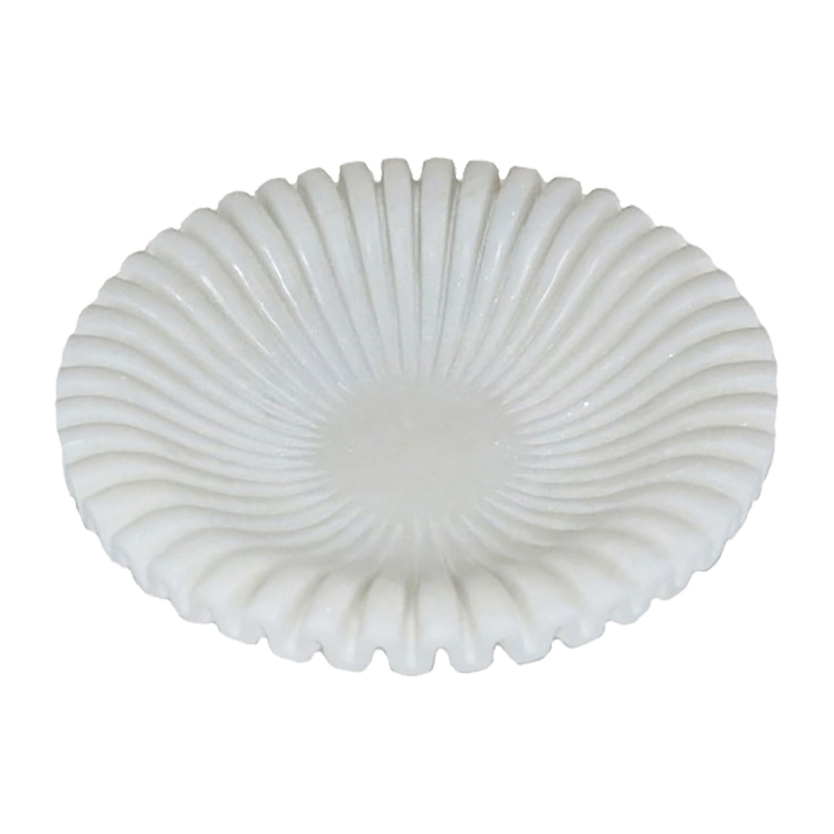 Marble 12" Pleated Bowl - White