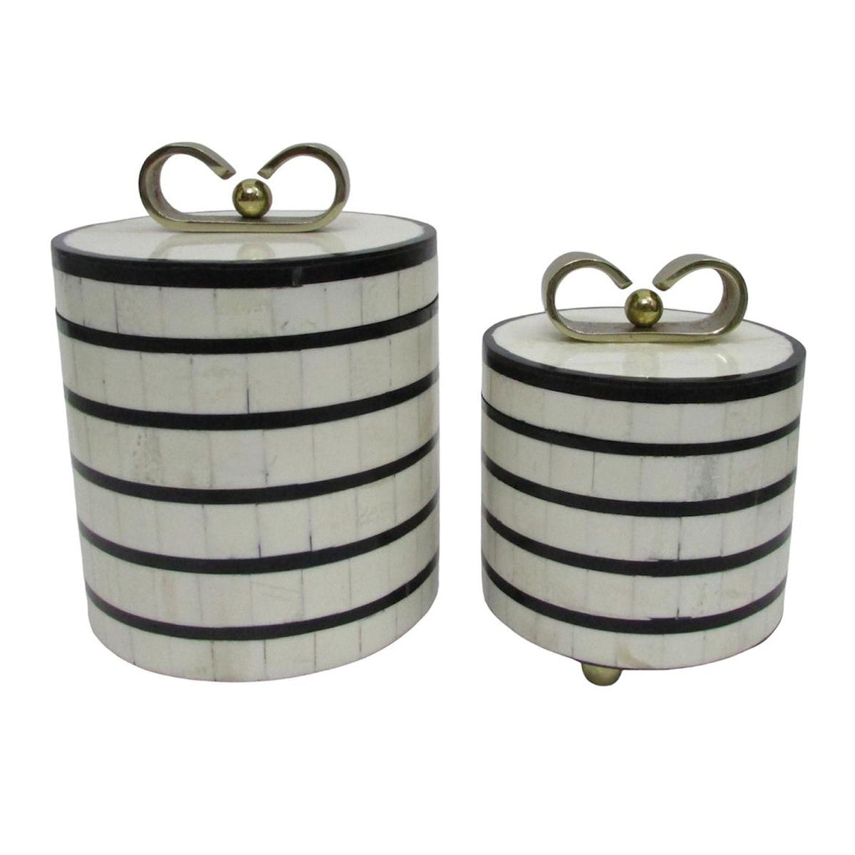 7" / 9" Platted Black & White Boxes (Set of 2) - Black / White