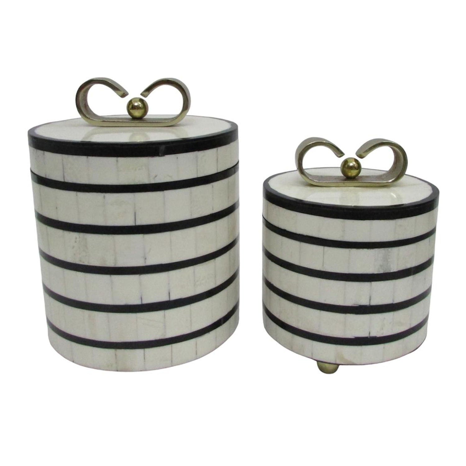 7" / 9" Platted Black & White Boxes (Set of 2) - Black / White