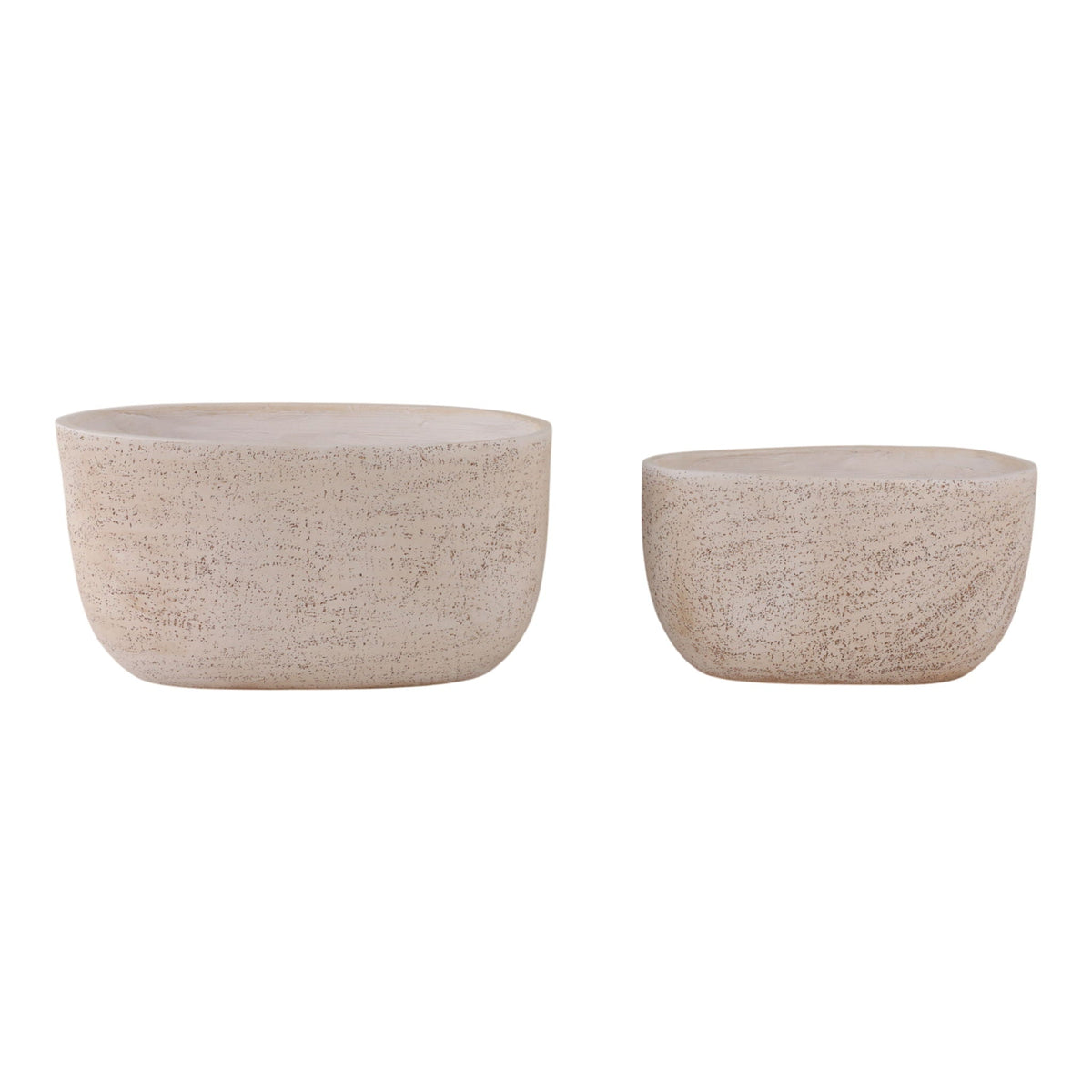 18" / 22" Oblong Cement Texture Resin Planters (Set of 2) - Beige