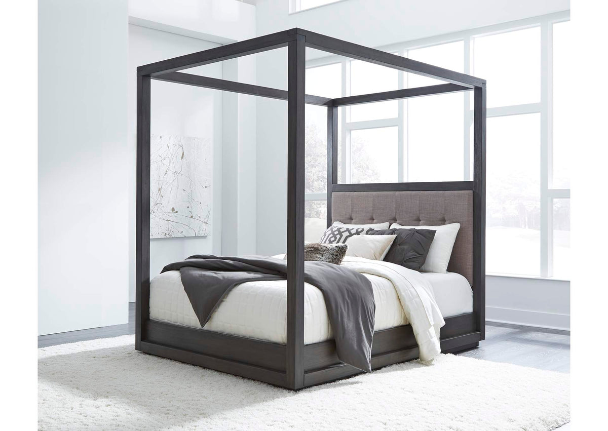AZU5H4 Oxford Upholstered Canopy Bed In Dolphin