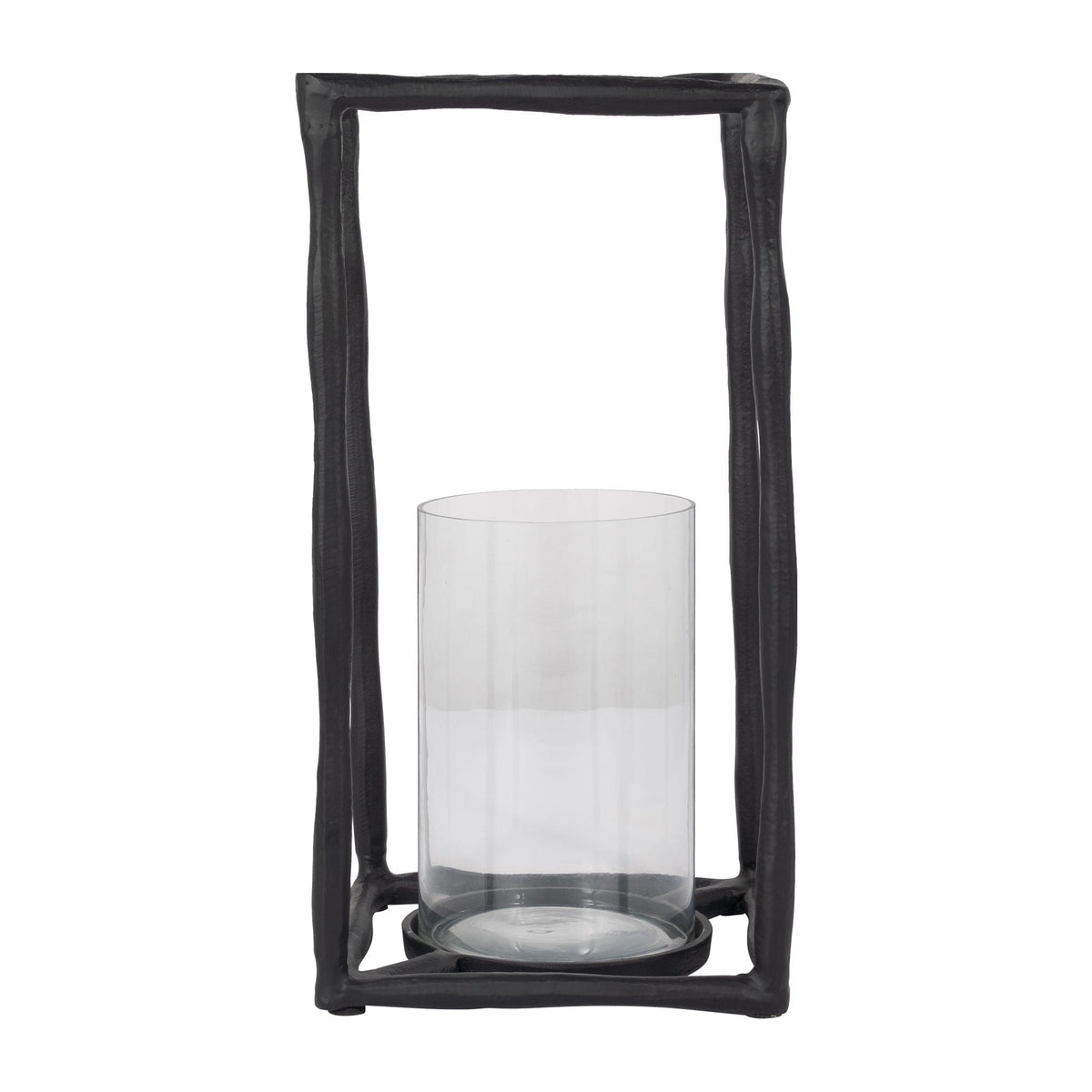 Metal 16" Open Square Hurricane Holder - Black