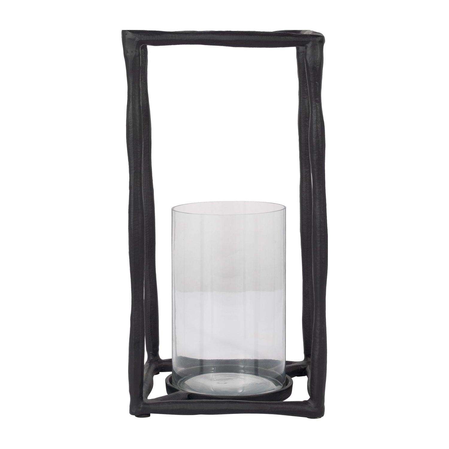 Metal 16" Open Square Hurricane Holder - Black
