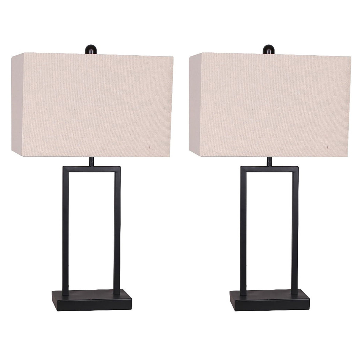 Metal 25" Table Lamp (Set of 2) - Black