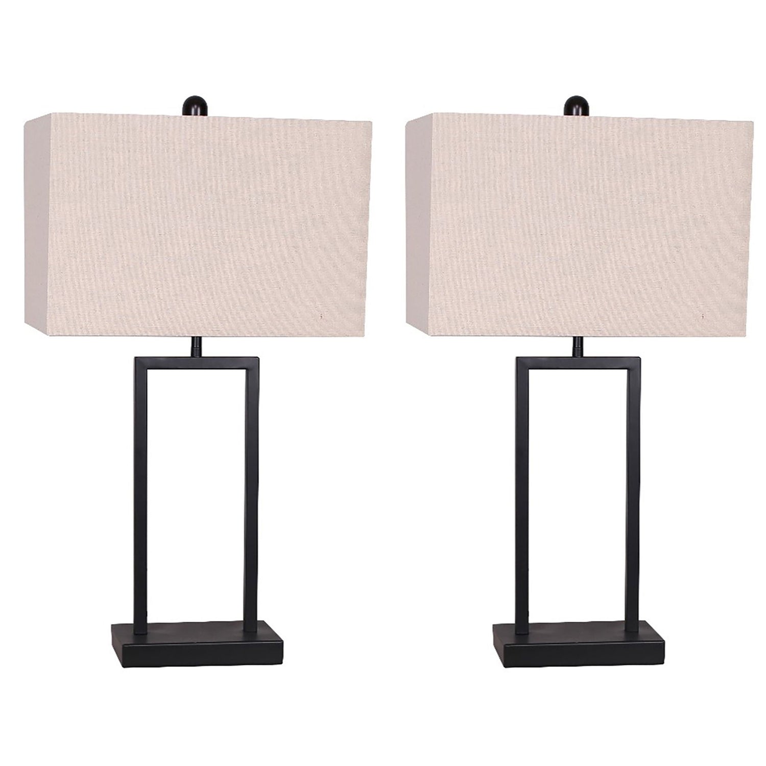 Metal 25" Table Lamp (Set of 2) - Black