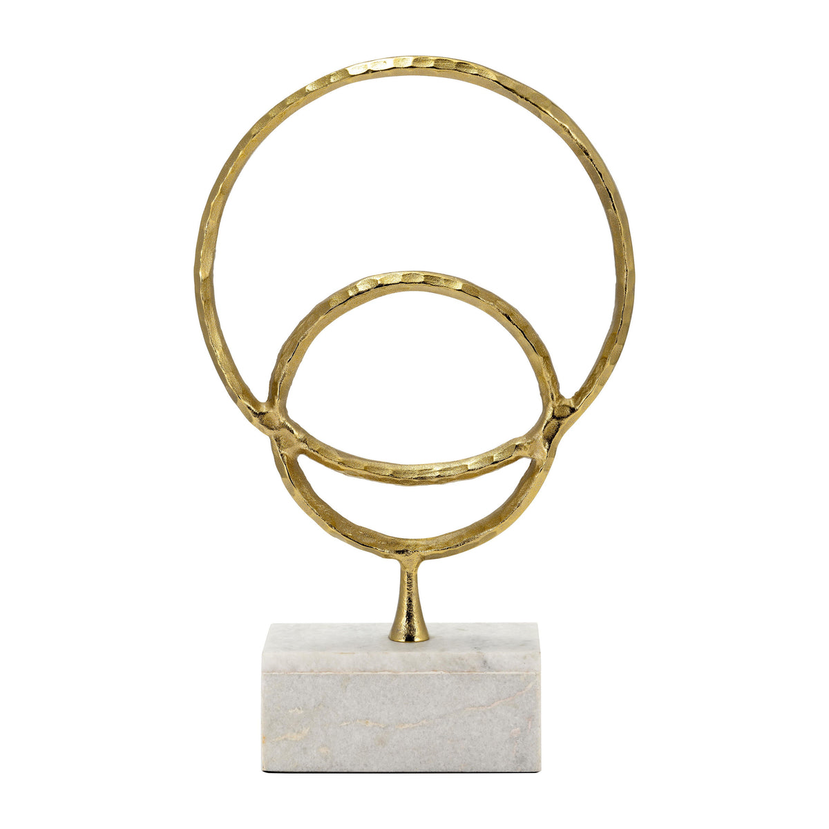 Metal/Marble Double Ring Accent 21" - Gold