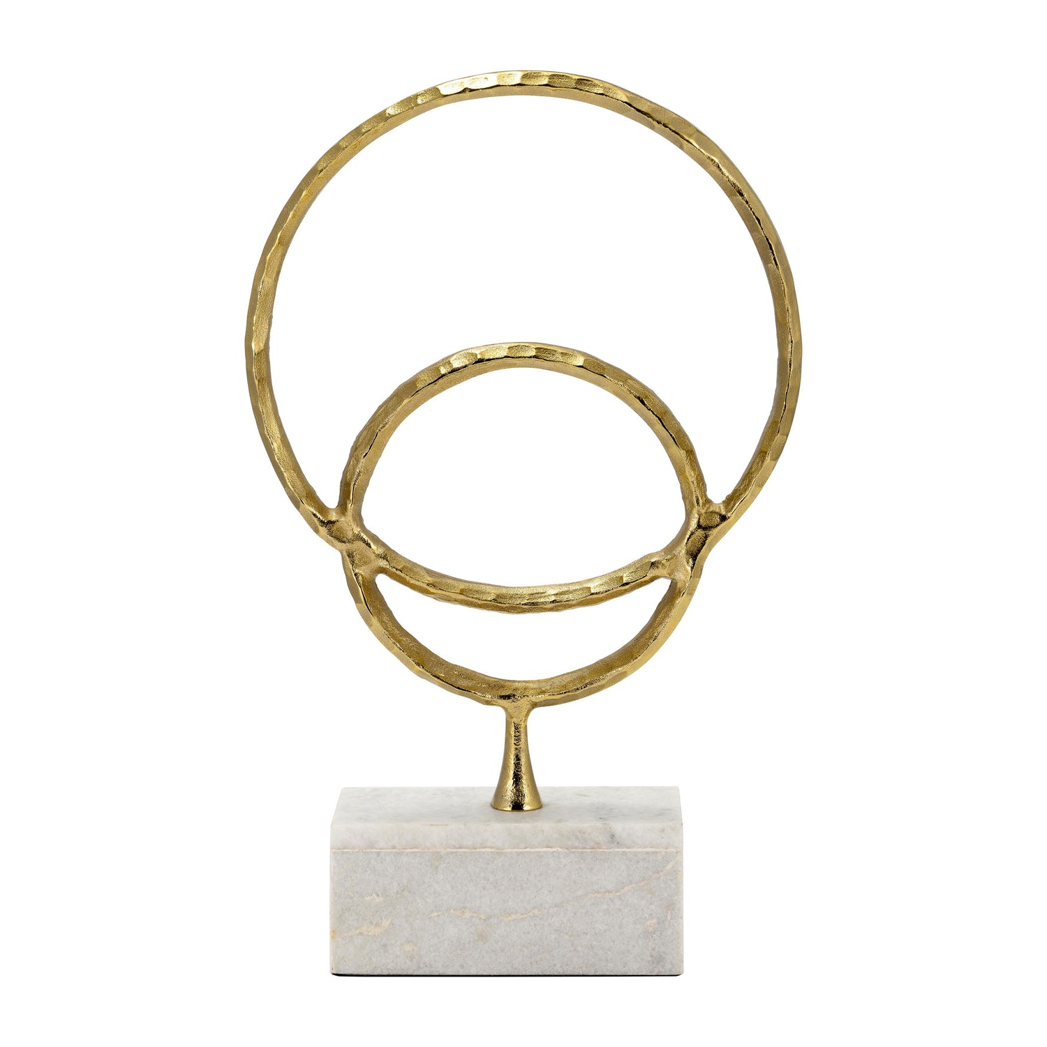 Metal/Marble Double Ring Accent 21" - Gold