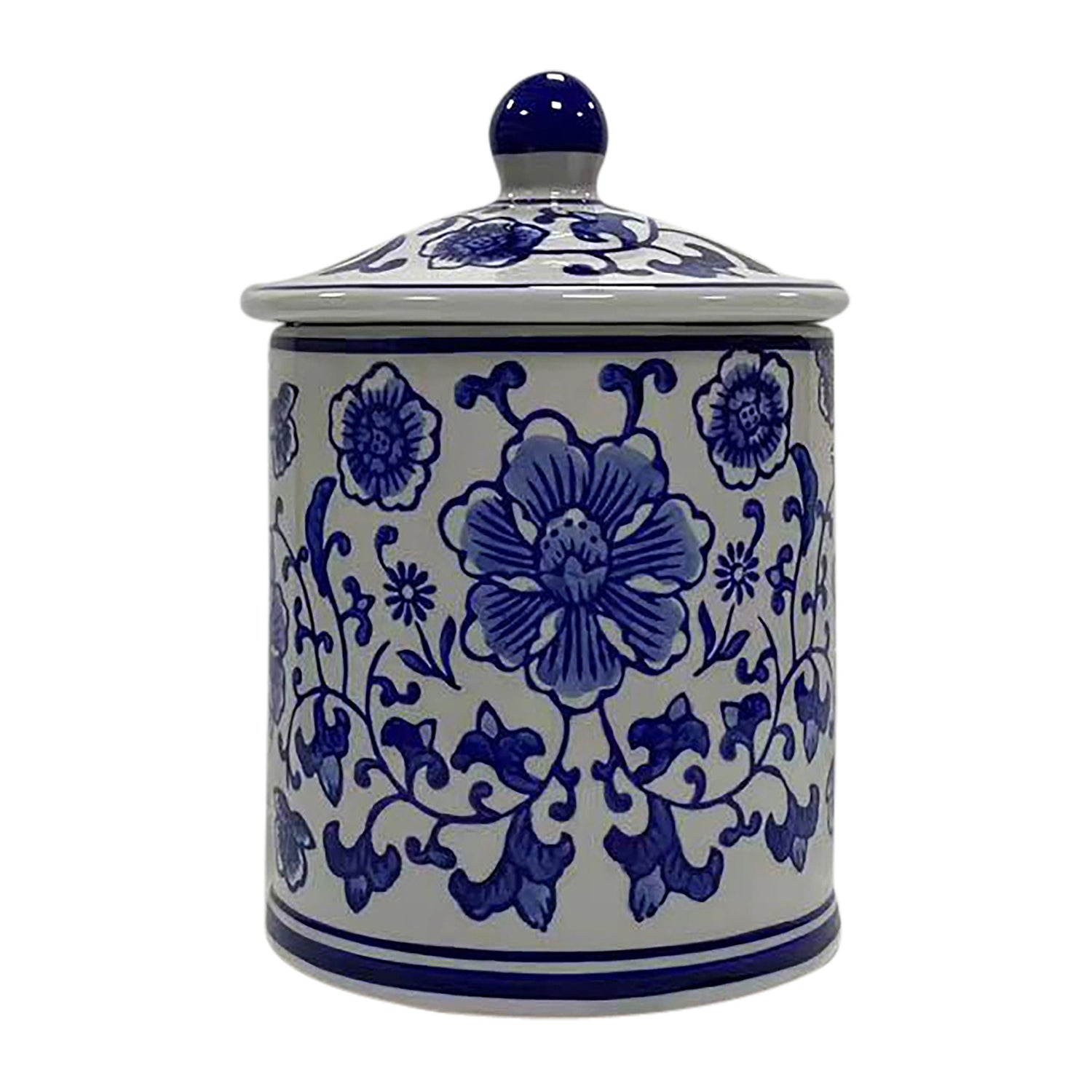 Chinoiserie Scntd Candle With Lid - Blue / White
