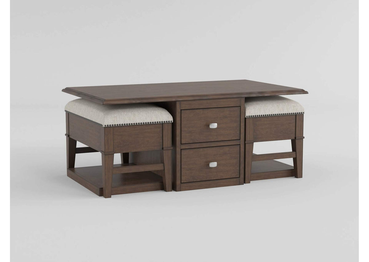 3500-30 Claremore Cocktail Table with two Ottomans