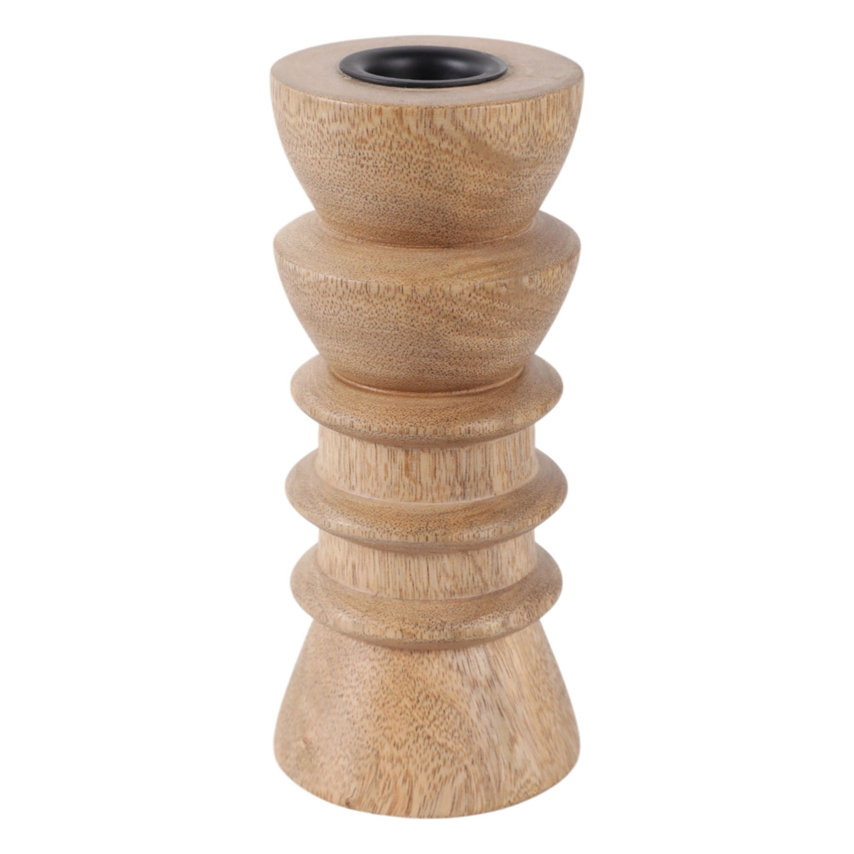 6" x 3" Wood Totem Taper Holder - Natural