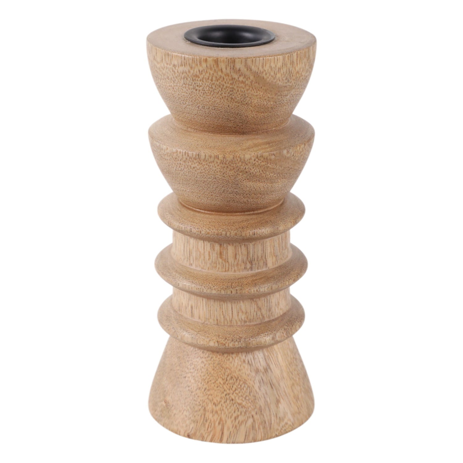 6" x 3" Wood Totem Taper Holder - Natural